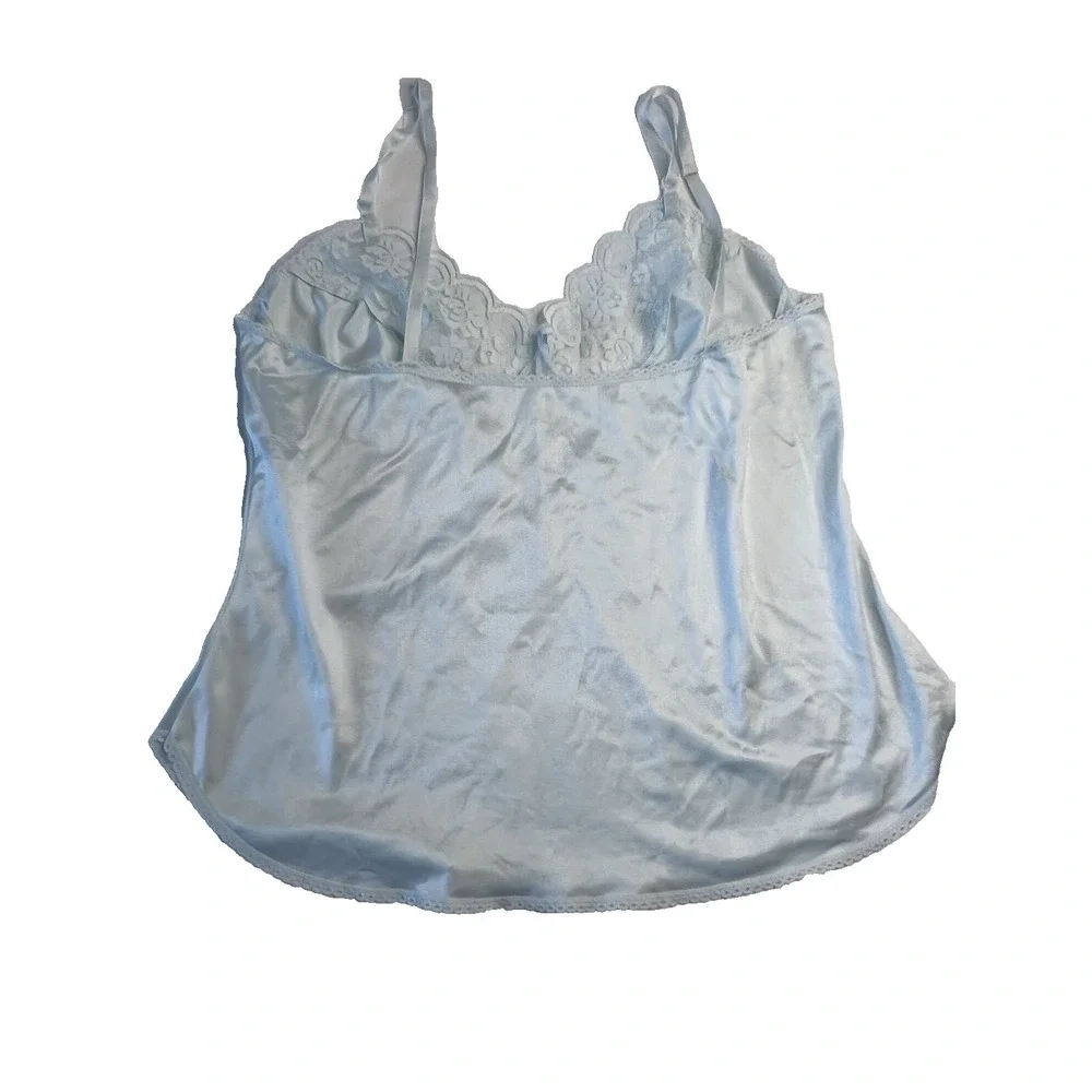 Vtg Babydoll Union‎ Made Cami Top Blue Fairy Ethereal Lingerie Lace Coquette 38 - Picture 2 of 9